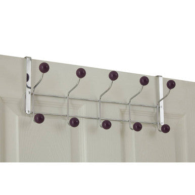 Jaxen Over Door 10-Hook Hanger | Chrome & Purple Ball Tips
