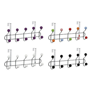 Jaxen Over Door 10-Hook Hanger | Chrome & Purple Ball Tips