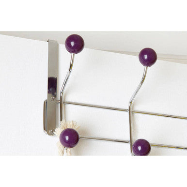 Jaxen Over Door 10-Hook Hanger | Chrome & Purple Ball Tips