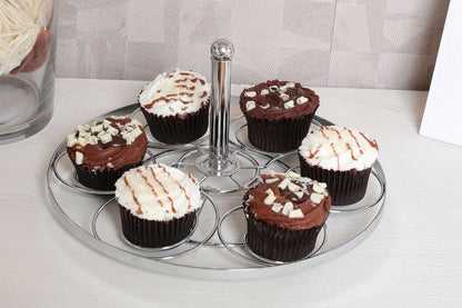 Chrome Swirl 6-Cup Cake Stand