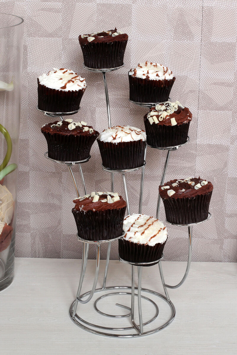 Chrome Swirl 9-Cup Cake Stand