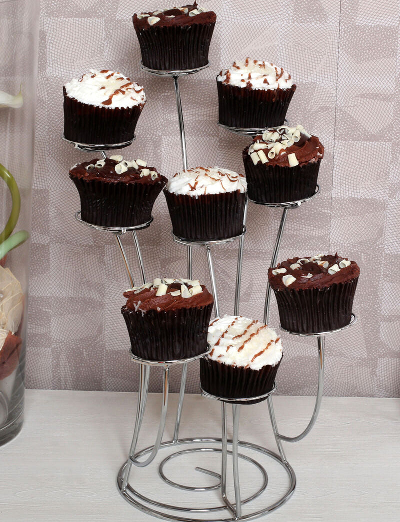 Chrome Swirl 9-Cup Cake Stand