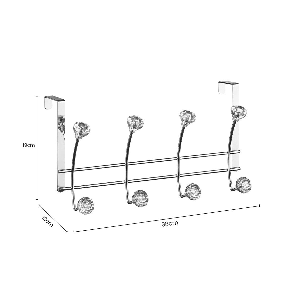 Eight Hook Over Door Hanger with Clear Diamante Tips