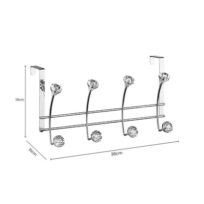 Eight Hook Over Door Hanger with Clear Diamante Tips