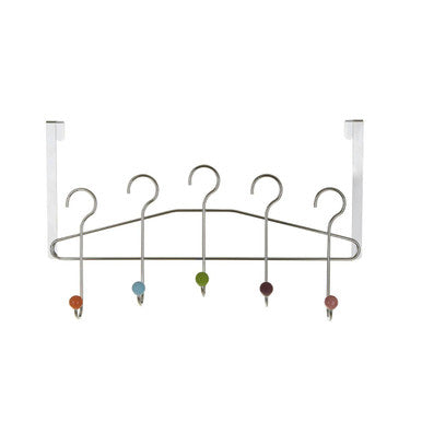 Five Hook Over Door Hanger with Multicolour Ceramic Ball Tips