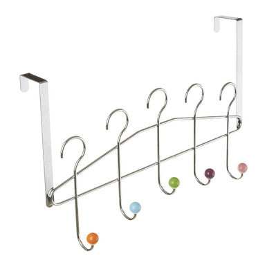 Five Hook Over Door Hanger with Multicolour Ceramic Ball Tips