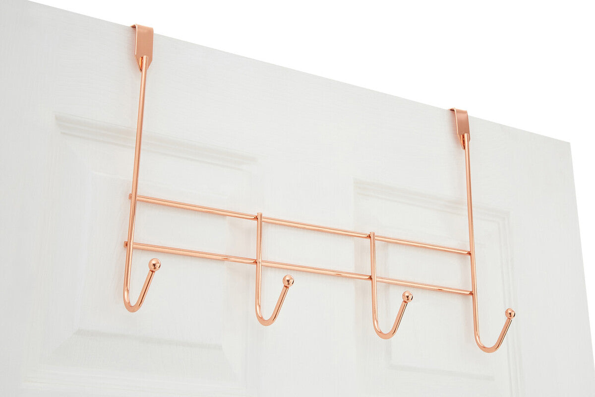 Jaxen Over Door 4-Hook Hanger | Rose Gold Iron Wire