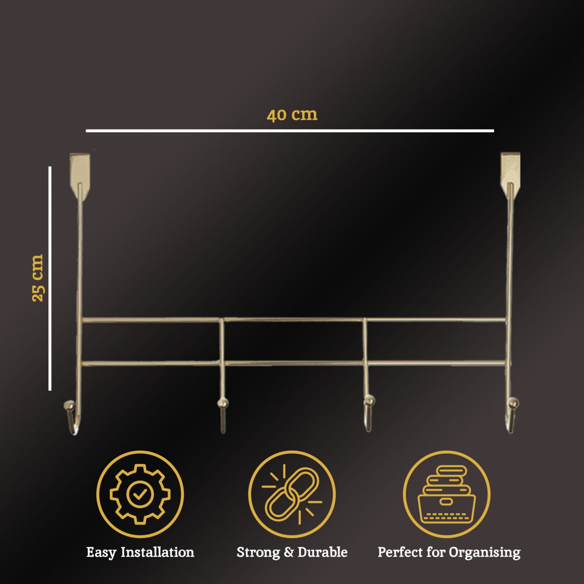 Jaxen Over Door 4-Hook Hanger | Champagne Gold Iron Wire