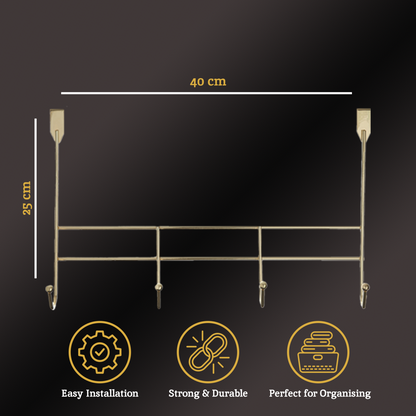 Jaxen Over Door 4-Hook Hanger | Champagne Gold Iron Wire