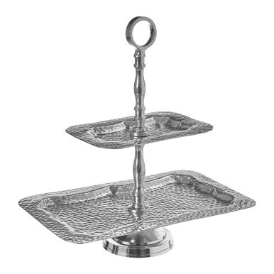 Bailey 2-Tier Hammered Aluminium Cake Stand