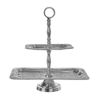 Bailey 2-Tier Hammered Aluminium Cake Stand