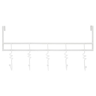 Five Hook Over Door Hanger with Swirl Hooks | White
