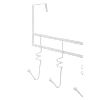 Five Hook Over Door Hanger with Swirl Hooks | White