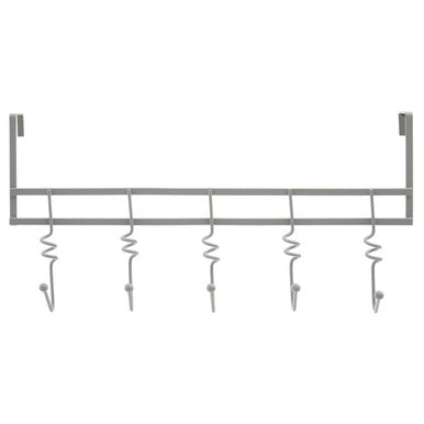 Jaxen Over Door Hanger | Five Swirl Hooks | Matt Grey Iron