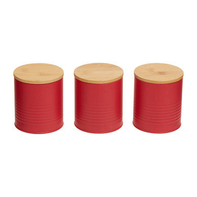 Set Of Three Alton Red Canisters