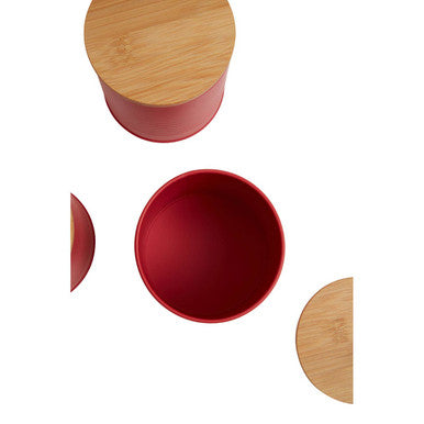 Set Of Three Alton Red Canisters