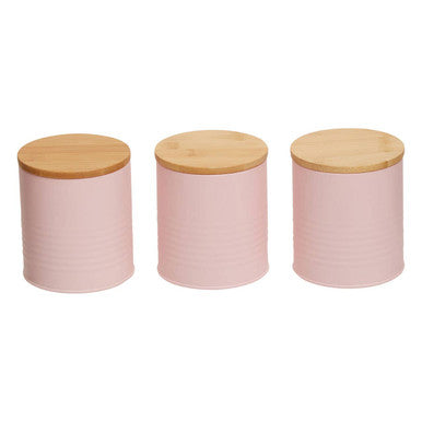Set Of Three Alton Pink Canisters
