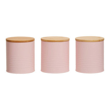 Set Of Three Alton Pink Canisters