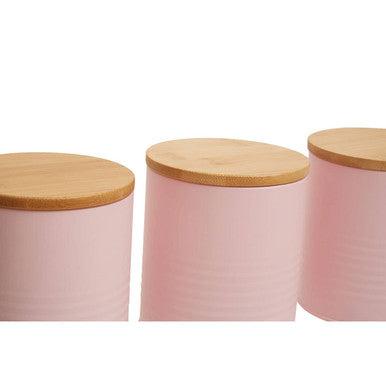 Set Of Three Alton Pink Canisters