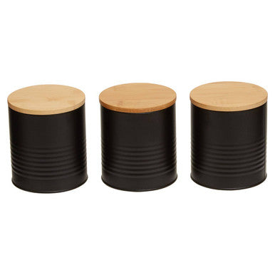 Set Of Three Alton Black Canisters