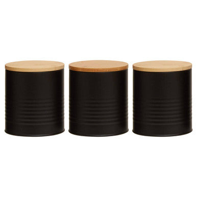 Set Of Three Alton Black Canisters