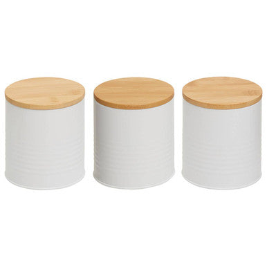 Set Of Three Alton White Canisters