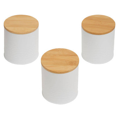 Set Of Three Alton White Canisters