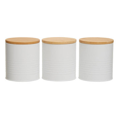 Set Of Three Alton White Canisters