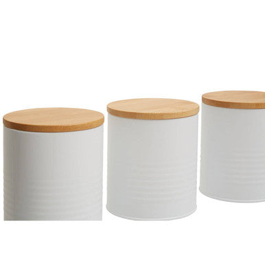 Set Of Three Alton White Canisters