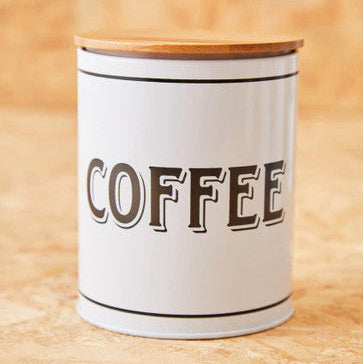 Grocer White Metal Coffee Canister