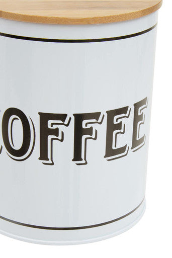 Grocer White Metal Coffee Canister