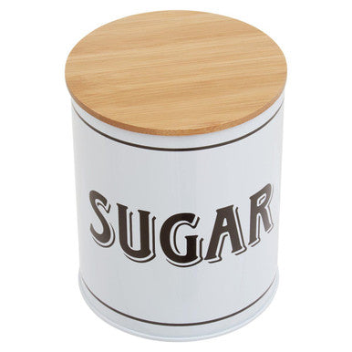 Grocer White Metal Sugar Canister