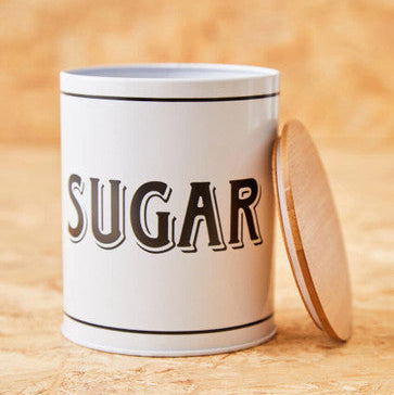 Grocer White Metal Sugar Canister