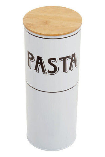 Grocer White Metal Pasta Canister