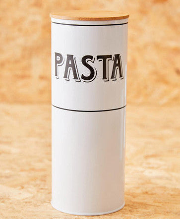 Grocer White Metal Pasta Canister