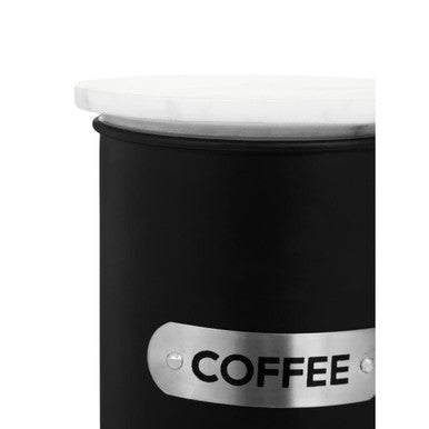 Liberty Black Enamel Coffee Canister With White Marble Lid