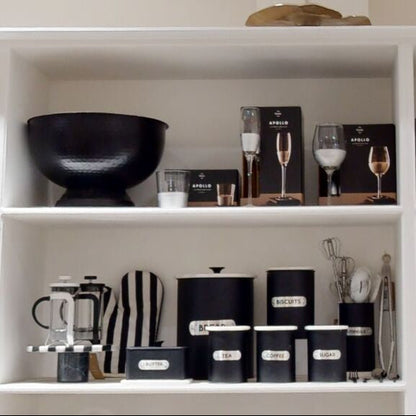 Liberty Black Enamel Sugar Canister With White Marble Lid