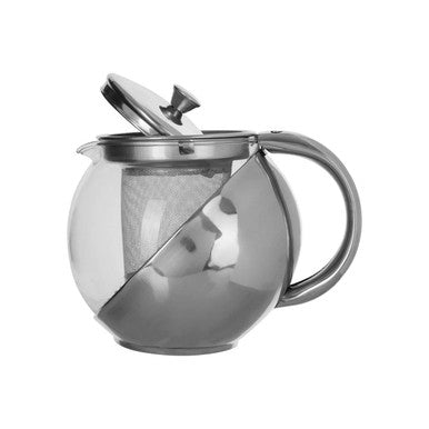 Fuso 650ml Grey Stainless Steel And Glass Teapot