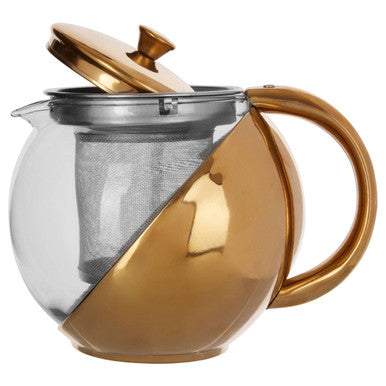 Fuso  Gold Finish Glass 600 ml Teapot With Infuser
