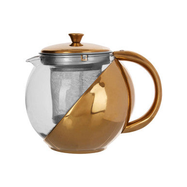 Fuso  Gold Finish Glass 600 ml Teapot With Infuser
