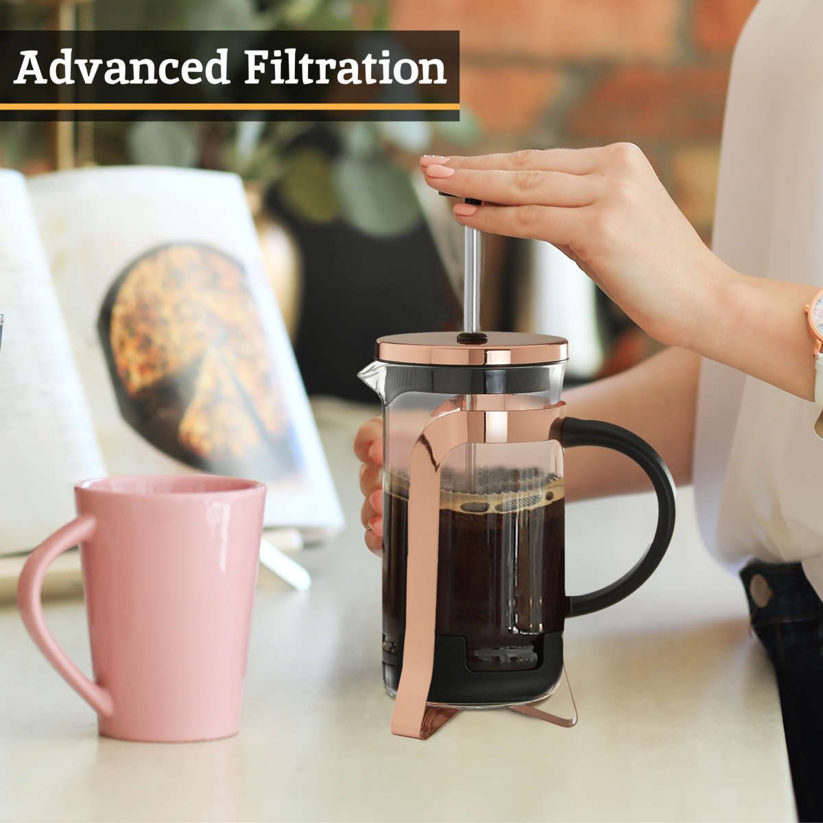 Akeala Rose Gold Cafetiere 350ml