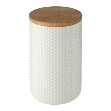 Geome 750ml White Canister with Bamboo Lid
