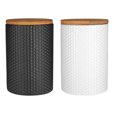 Geome 750ml White Canister with Bamboo Lid