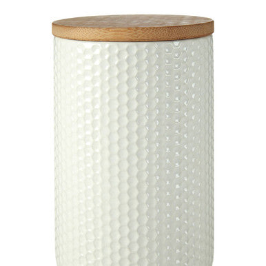 Geome 750ml White Canister with Bamboo Lid