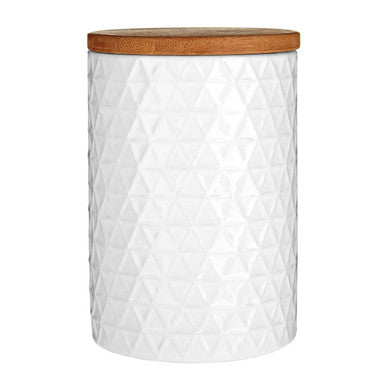 Geome 750ml White Canister with Bamboo Lid