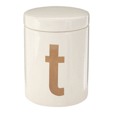 Mono White And Gold Tea Canister
