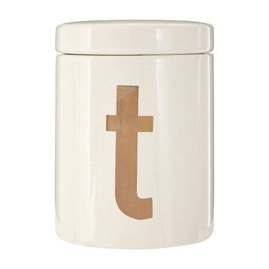 Mono White And Gold Tea Canister