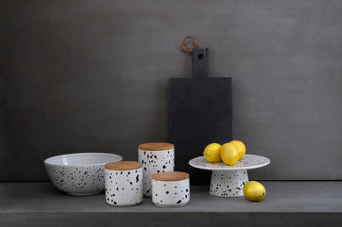 Black and White Speckled Dolomite Cake Stand