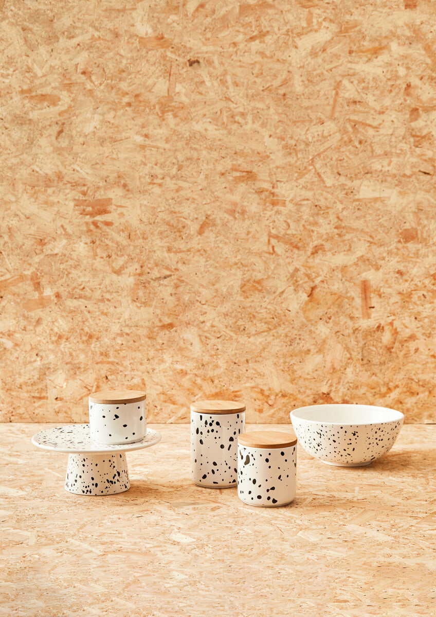 Black and White Speckled Dolomite Cake Stand