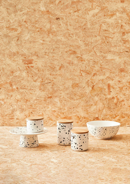 Black and White Speckled Dolomite Cake Stand